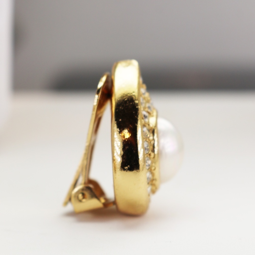 ⚜️ Vintage Christian Dior Crystal & Pearl Earrings - Picture 9 of 16